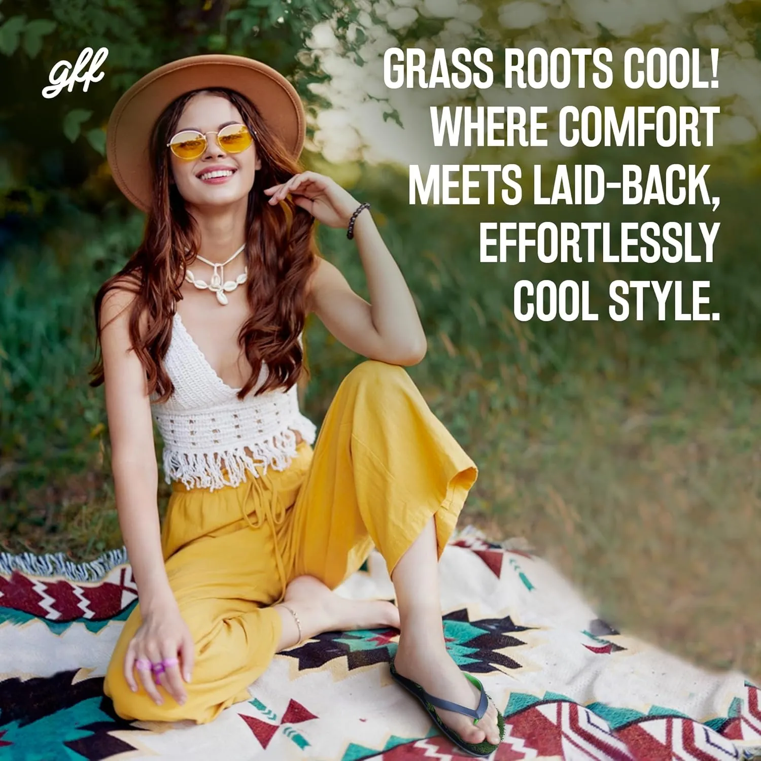 GFF Grass Flip Flops for Men/Women/Kids - XS/S/M/L Size Sandal - Camo/Black/Pink Color Slippers