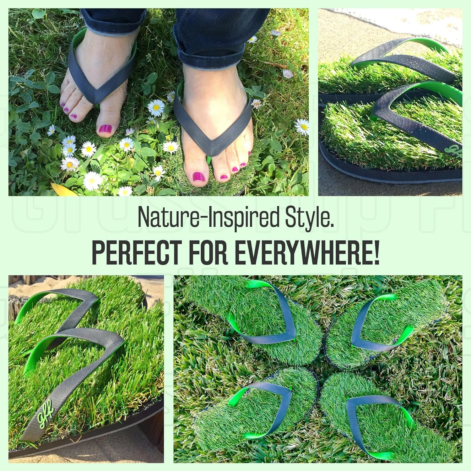 GFF Grass Flip Flops for Men/Women/Kids - XS/S/M/L Size Sandal - Camo/Black/Pink Color Slippers