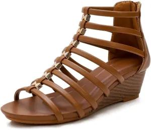 Gladiator Wedge Sandals for Women Summer Roman Flat Sandals Strappy Beach Sandals