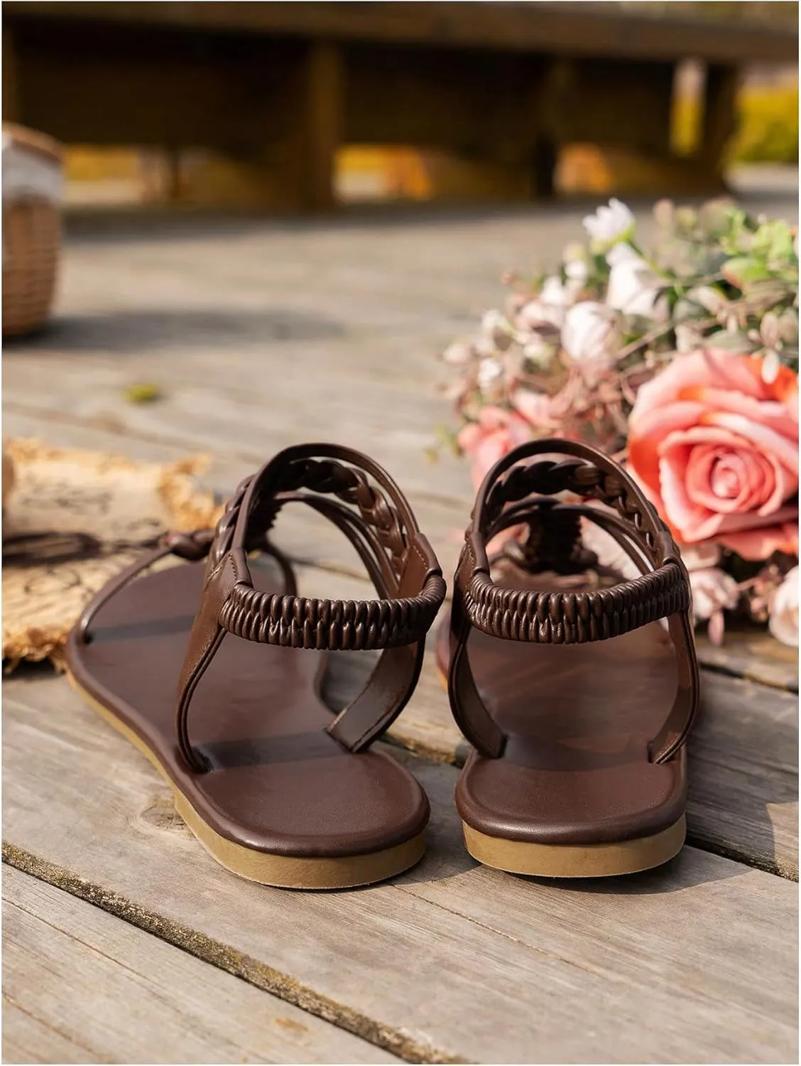 GORGLITTER Women's Gladiator Braided Roman Ankle Strap Sandals Leather Open Toe Summer Vacation Flats Sandals 2025