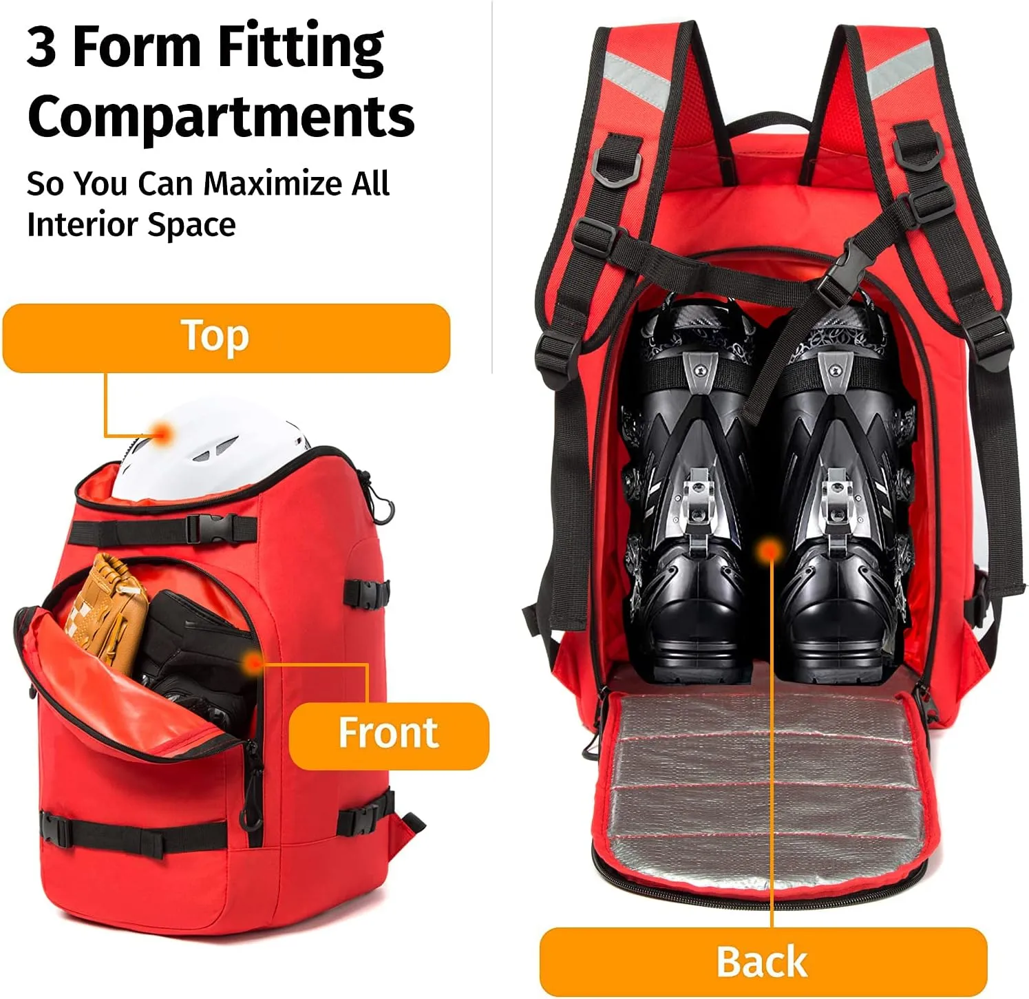 Hamish Ski Boot Bag,1.76cu ft 50L Waterproof large capacity Ski Boots Bag Backpack,Snowboard Travel Lightweight Ski Bag Backpack for Ski Helmet, Goggles, Gloves, Skis, Snowboard & Accessories