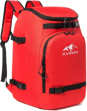 Hamish Ski Boot Bag,1.76cu ft 50L Waterproof large capacity Ski Boots Bag Backpack,Snowboard Travel Lightweight Ski Bag Backpack for Ski Helmet, Goggles, Gloves, Skis, Snowboard & Accessories