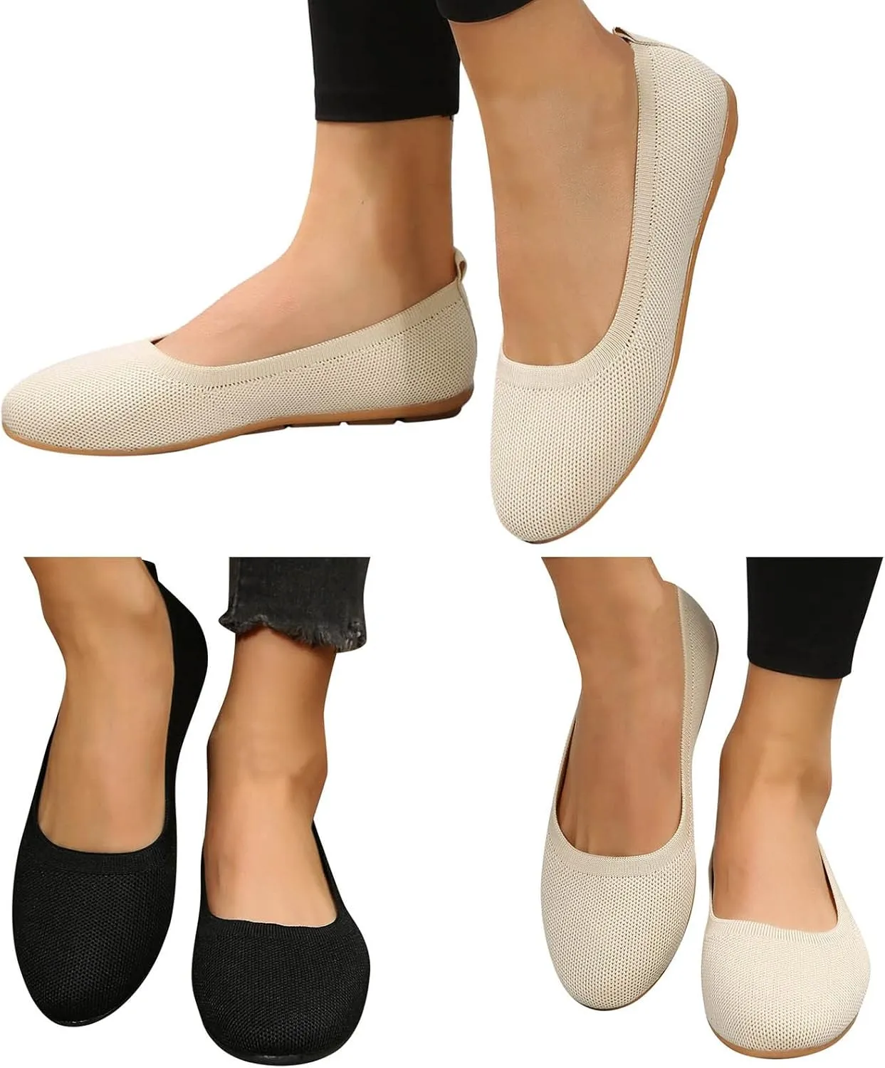 Hbeylia Fashion Loafers for Women Casual Spring Summer Breathable Knitted Round Toe Low Tops Canvas Shoes Slip On Flats Walking Shoes Non Slip Play Sneakers Loafers for Work Nurse