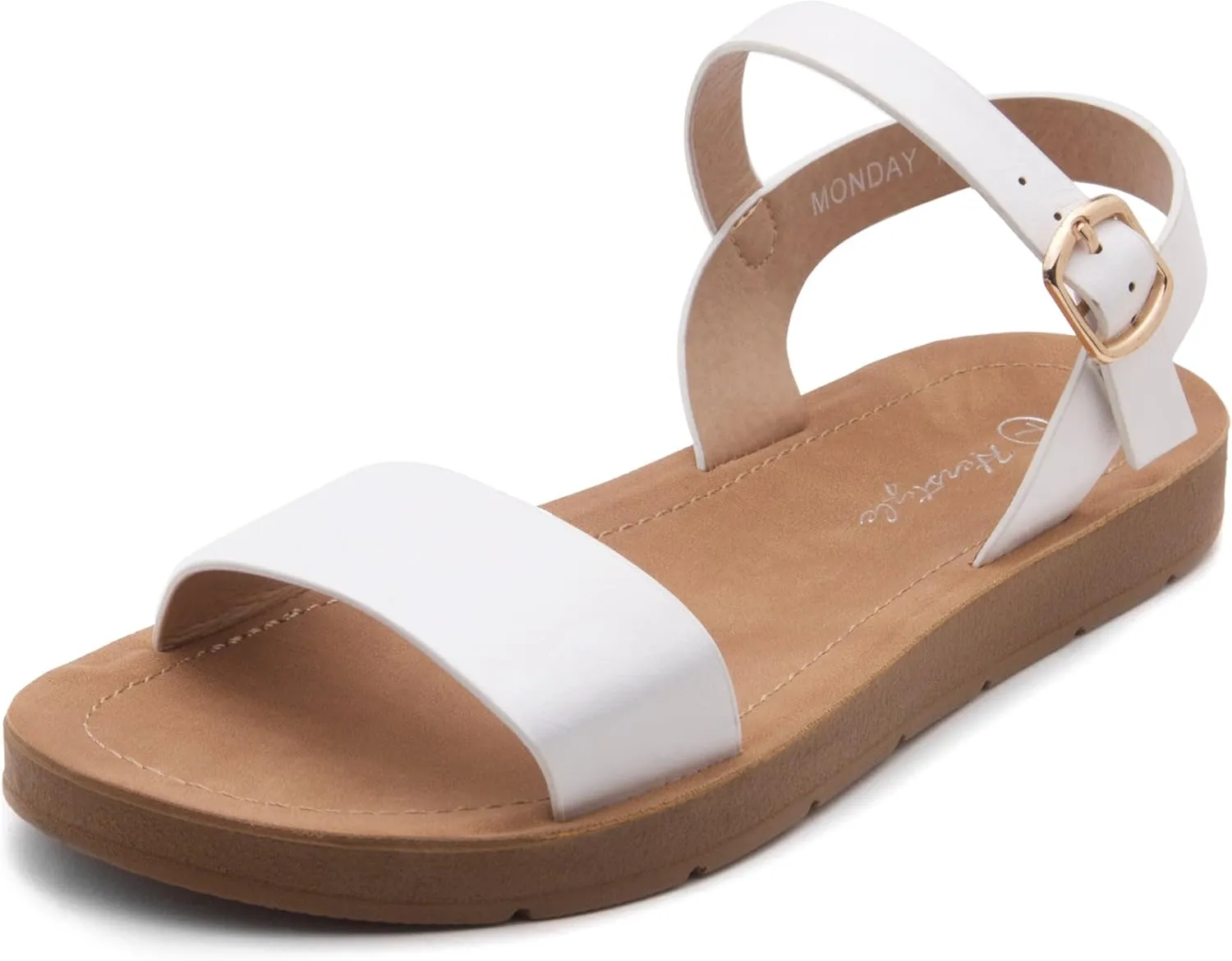 Herstyle Monday Womens Open Toes One Band Ankle Strap Flat Sandals