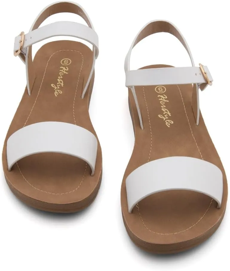 Herstyle Monday Womens Open Toes One Band Ankle Strap Flat Sandals