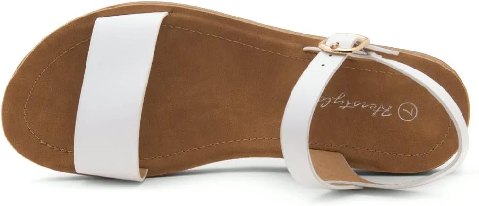 Herstyle Monday Womens Open Toes One Band Ankle Strap Flat Sandals