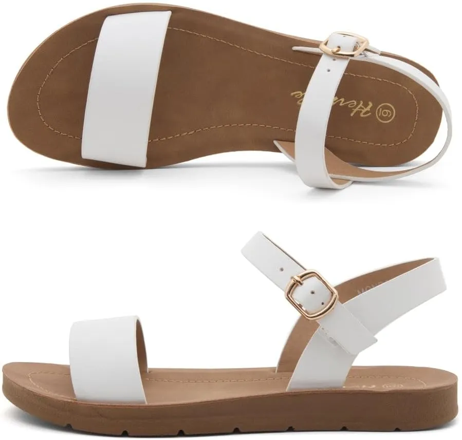 Herstyle Monday Womens Open Toes One Band Ankle Strap Flat Sandals