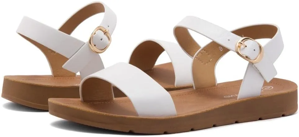 Herstyle Monday Womens Open Toes One Band Ankle Strap Flat Sandals