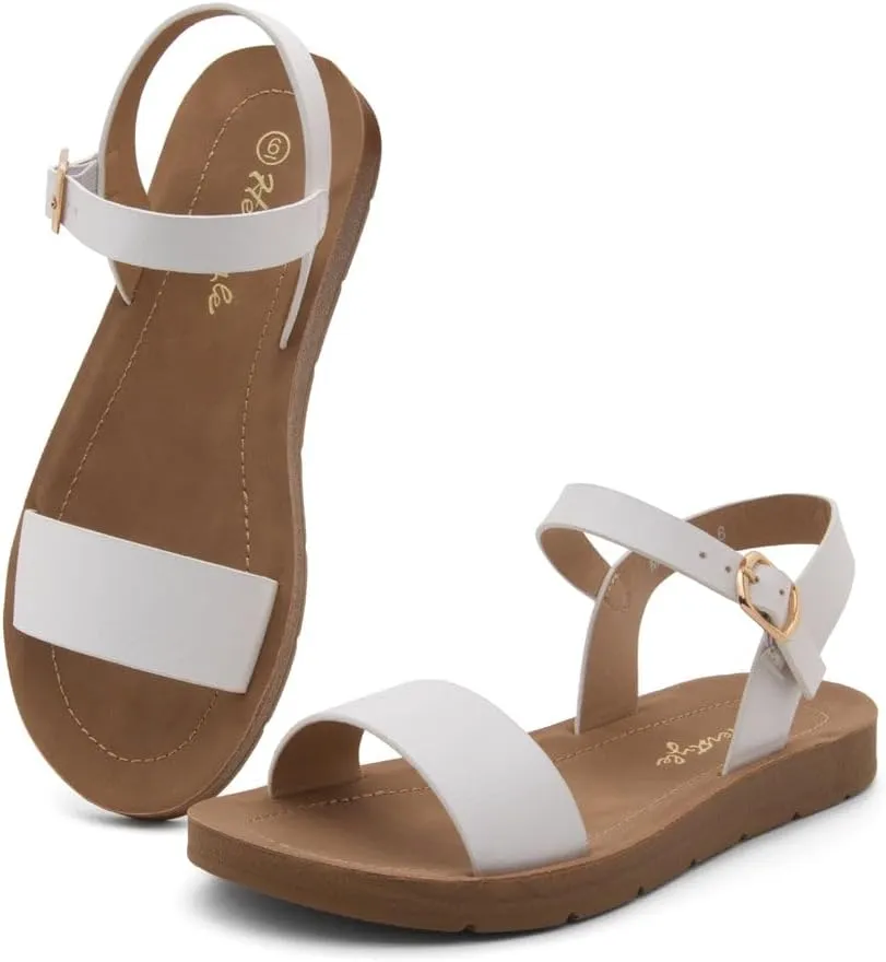 Herstyle Monday Womens Open Toes One Band Ankle Strap Flat Sandals