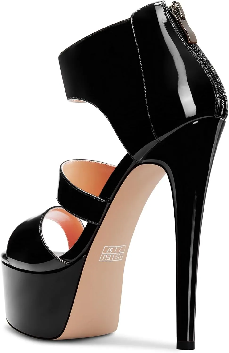 HEUIVZAR Womens Stiletto High Platform Heel Open Toe Ankle Strap Zipper Sandals Prom Party Dress Gladiator Shoes 5.9 Inches Heels
