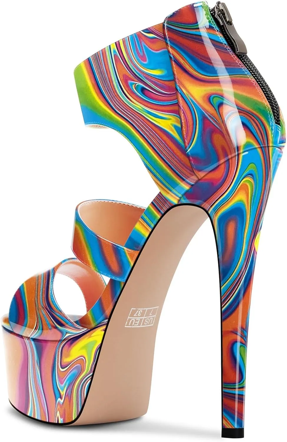 HEUIVZAR Womens Stiletto High Platform Heel Open Toe Ankle Strap Zipper Sandals Prom Party Dress Gladiator Shoes 5.9 Inches Heels