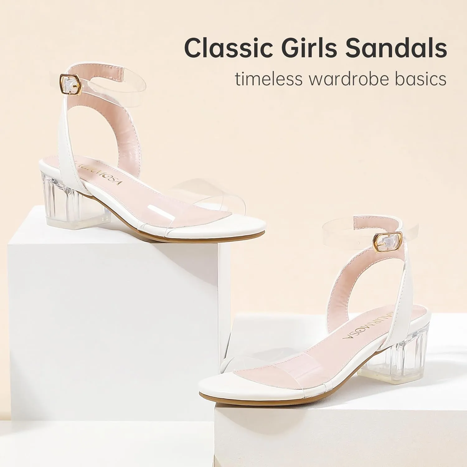 High Heels for Kids Open Toe Dress Shoes for Girls Ankle Strap Pump Shoes Flower Girl Sandals Wedding Party for Little Big Kids