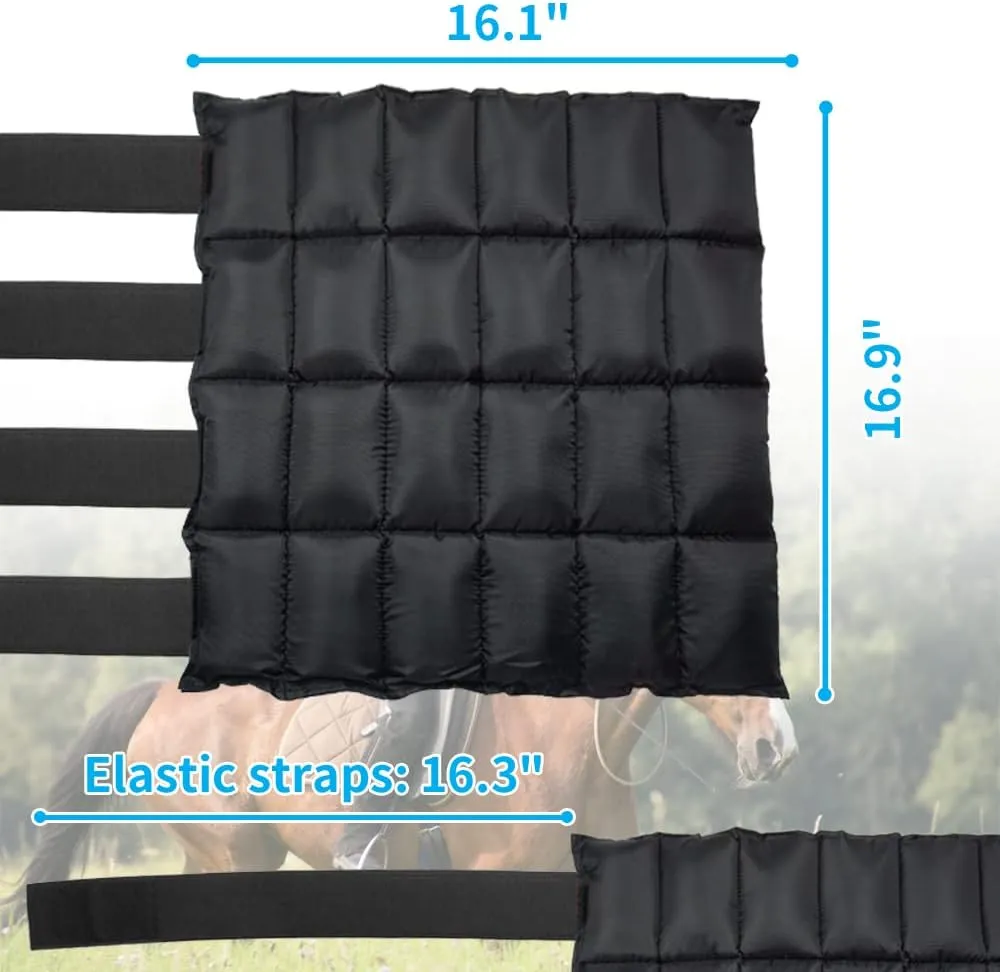 Ice Boot for Horses Ice Pack Wraps, Cooling Wraps for Horse Injuries, Reusable Horse Leg Ice Boot Cold Pack with Flexible Straps, Universal Size, 16.9" x 16.1" - 1 Pair