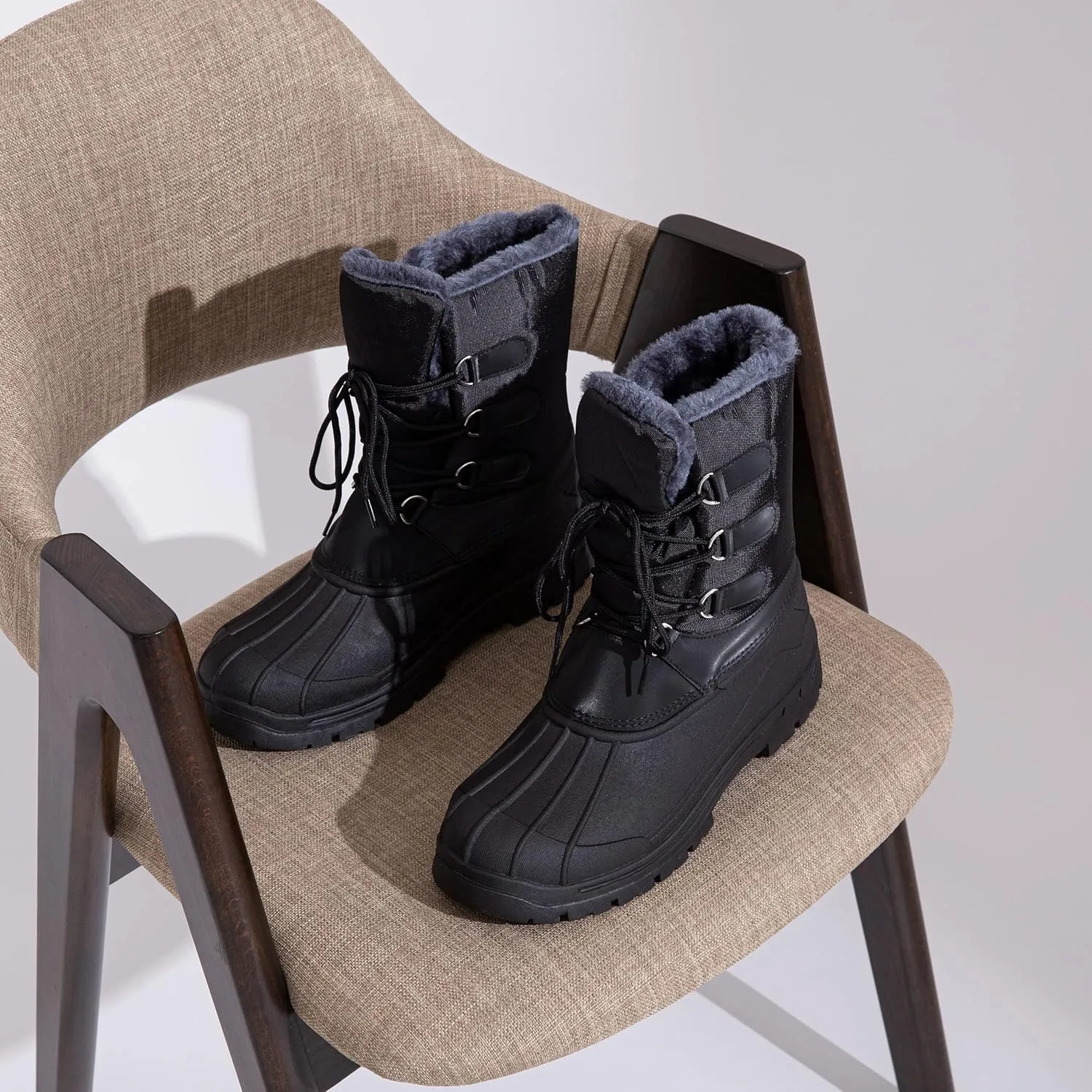 Jousen Men's Winter Boots Lightweight Waterproof Snow Boots for Men Fur Warm Mens Boots
