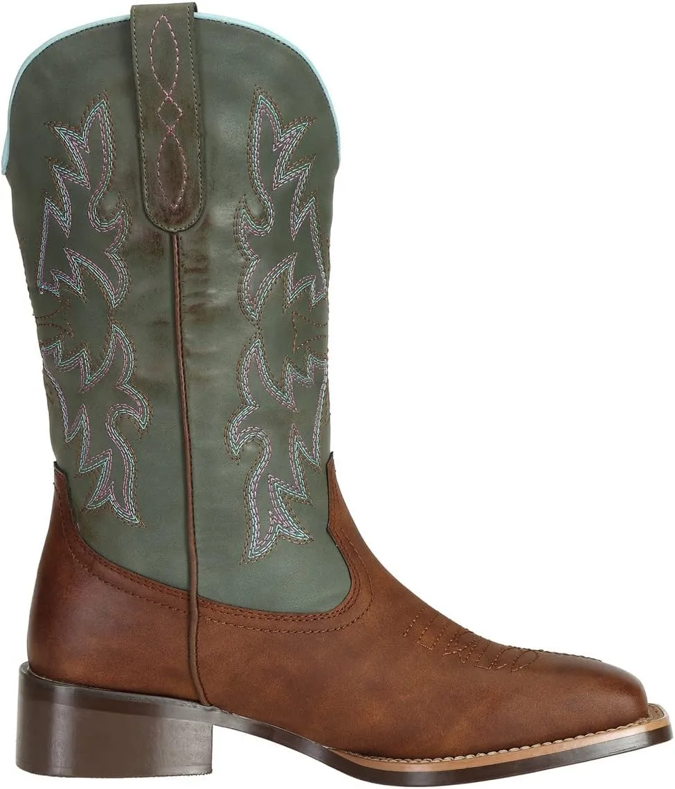 J's.o.l.e Women Cowgirl Boots Square Toe Wide Calf Ladies Fashion Cowboy Western Boots