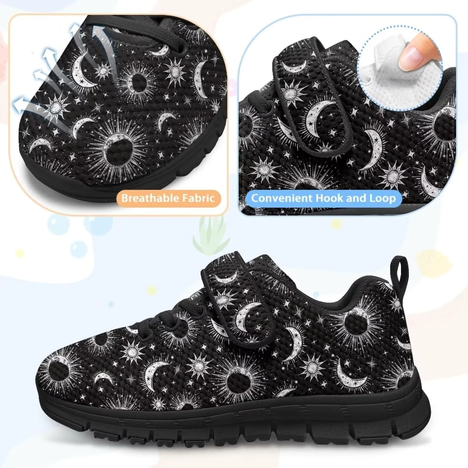 Kids Mesh Sneakers Single Buckle Arch Support Elastic Strap Sports Shoes for Boys Girls