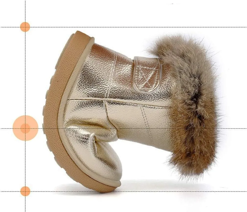 KVbabby Toddler boots Kids Snow Boots Girl's Warm Winter Boots Waterproof Boot PU Leather Non-slip