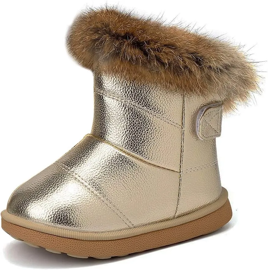 KVbabby Toddler boots Kids Snow Boots Girl's Warm Winter Boots Waterproof Boot PU Leather Non-slip