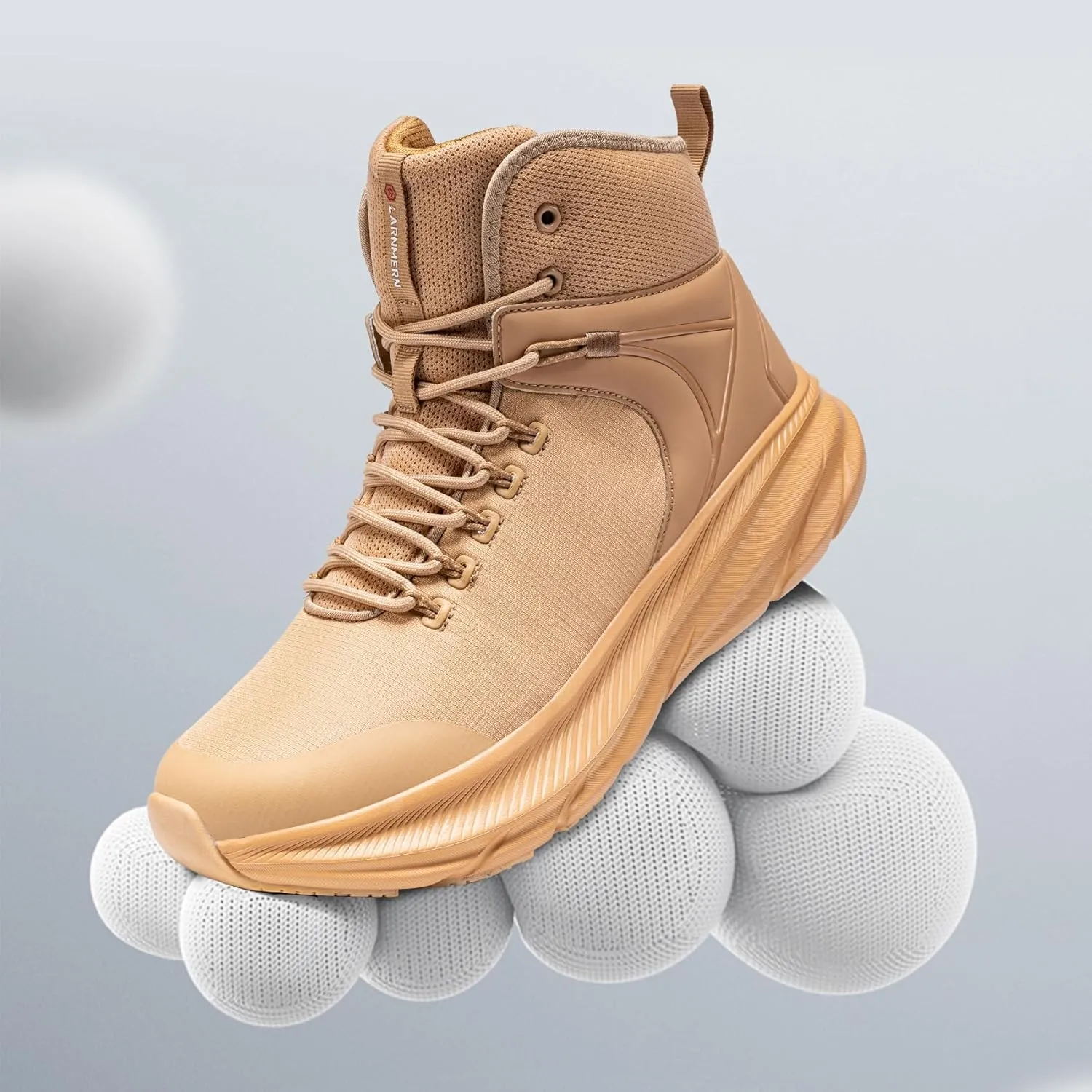 LARNMERN Military Tactical Work Boots Men Waterproof Hiking Boots Slip Resistant 6 Inches Combat Sneakers Motorcycle Shoes Wide Toe Box
