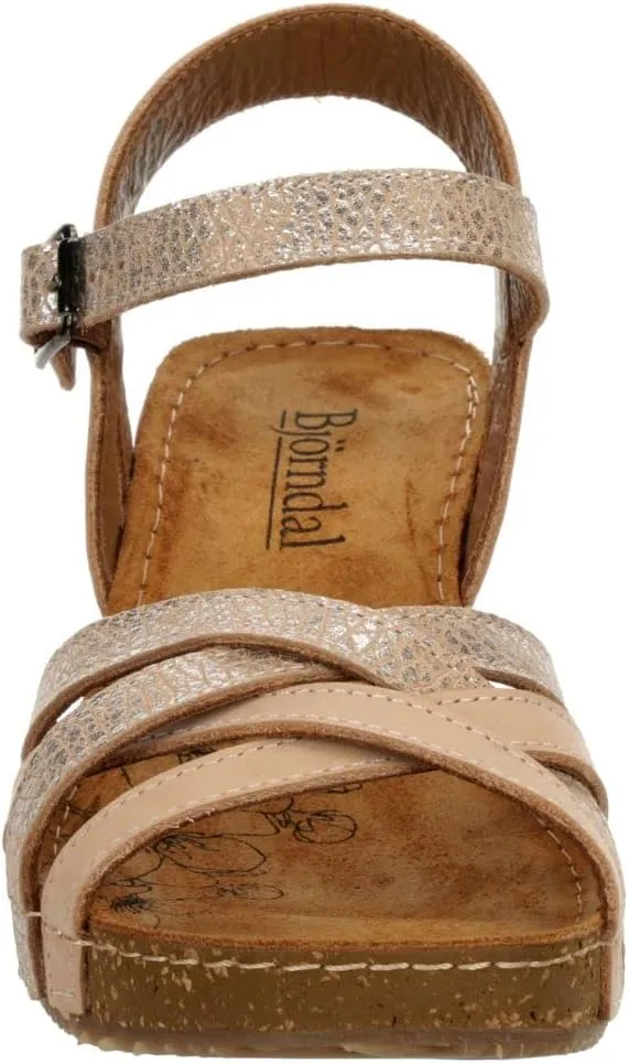 Lily - Women's Strappy Open Toe Gladiator Cork Low Wedge Sandals
