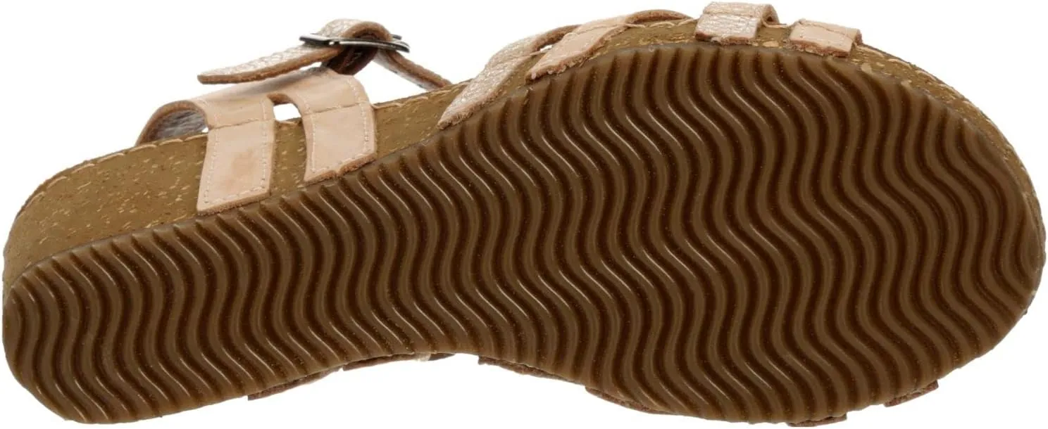 Lily - Women's Strappy Open Toe Gladiator Cork Low Wedge Sandals