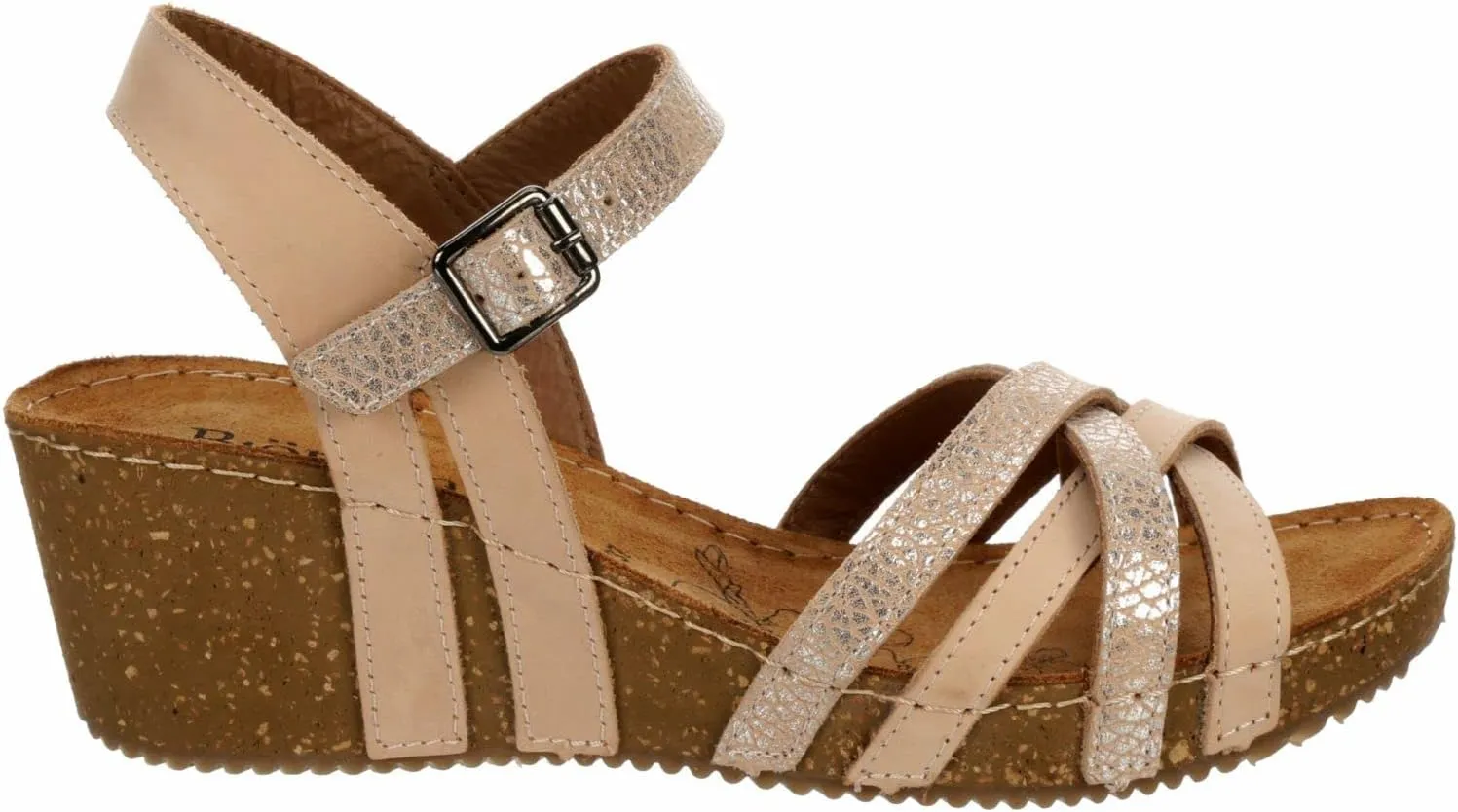 Lily - Women's Strappy Open Toe Gladiator Cork Low Wedge Sandals