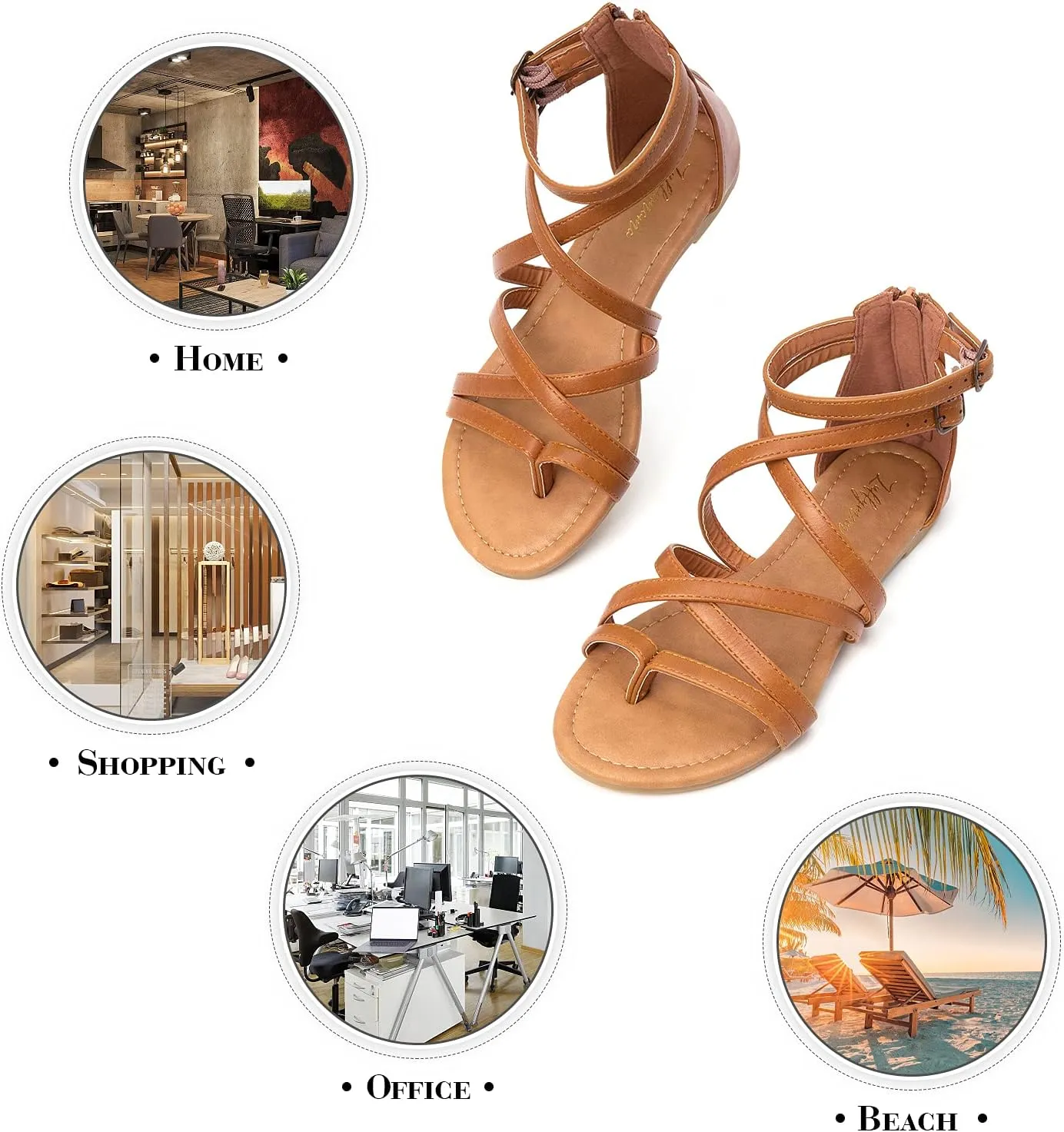 Luffymomo Women's Gladiator Strap Sandals Flat Fisherman Thong Cross Strappy Sandals