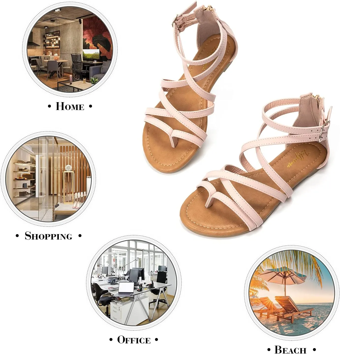 Luffymomo Women's Gladiator Strap Sandals Flat Fisherman Thong Cross Strappy Sandals