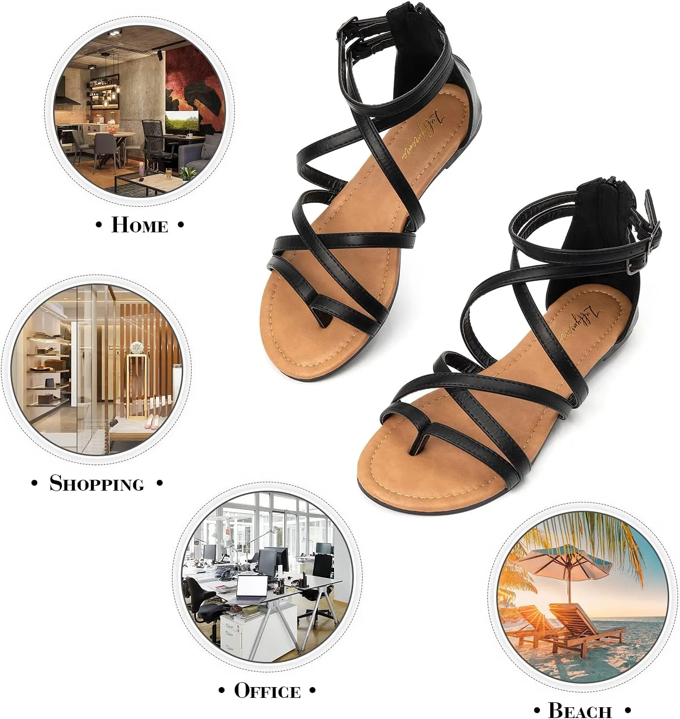 Luffymomo Women's Gladiator Strap Sandals Flat Fisherman Thong Cross Strappy Sandals