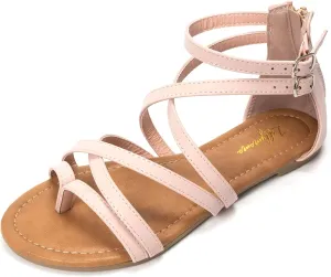 Luffymomo Women's Gladiator Strap Sandals Flat Fisherman Thong Cross Strappy Sandals