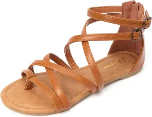 Luffymomo Women's Gladiator Strap Sandals Flat Fisherman Thong Cross Strappy Sandals