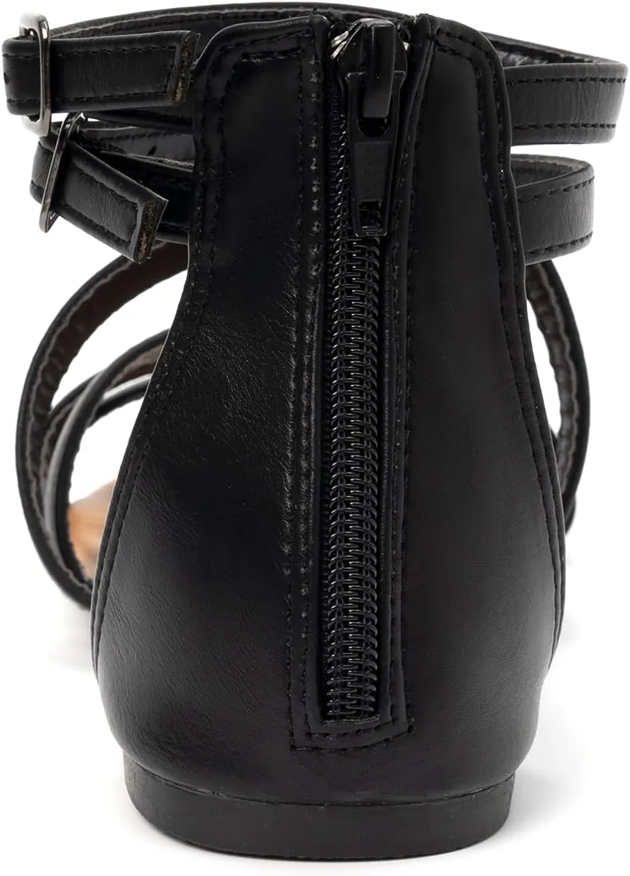 Luffymomo Women's Gladiator Strap Sandals Flat Fisherman Thong Cross Strappy Sandals