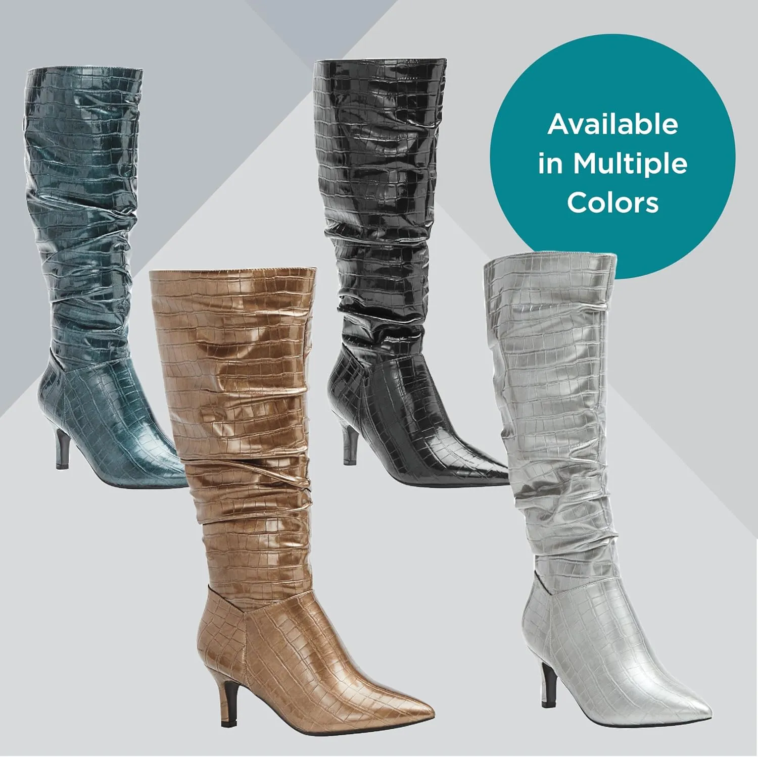 Masseys Women's Taylor Crocodile-Embossed Slouchy Boot