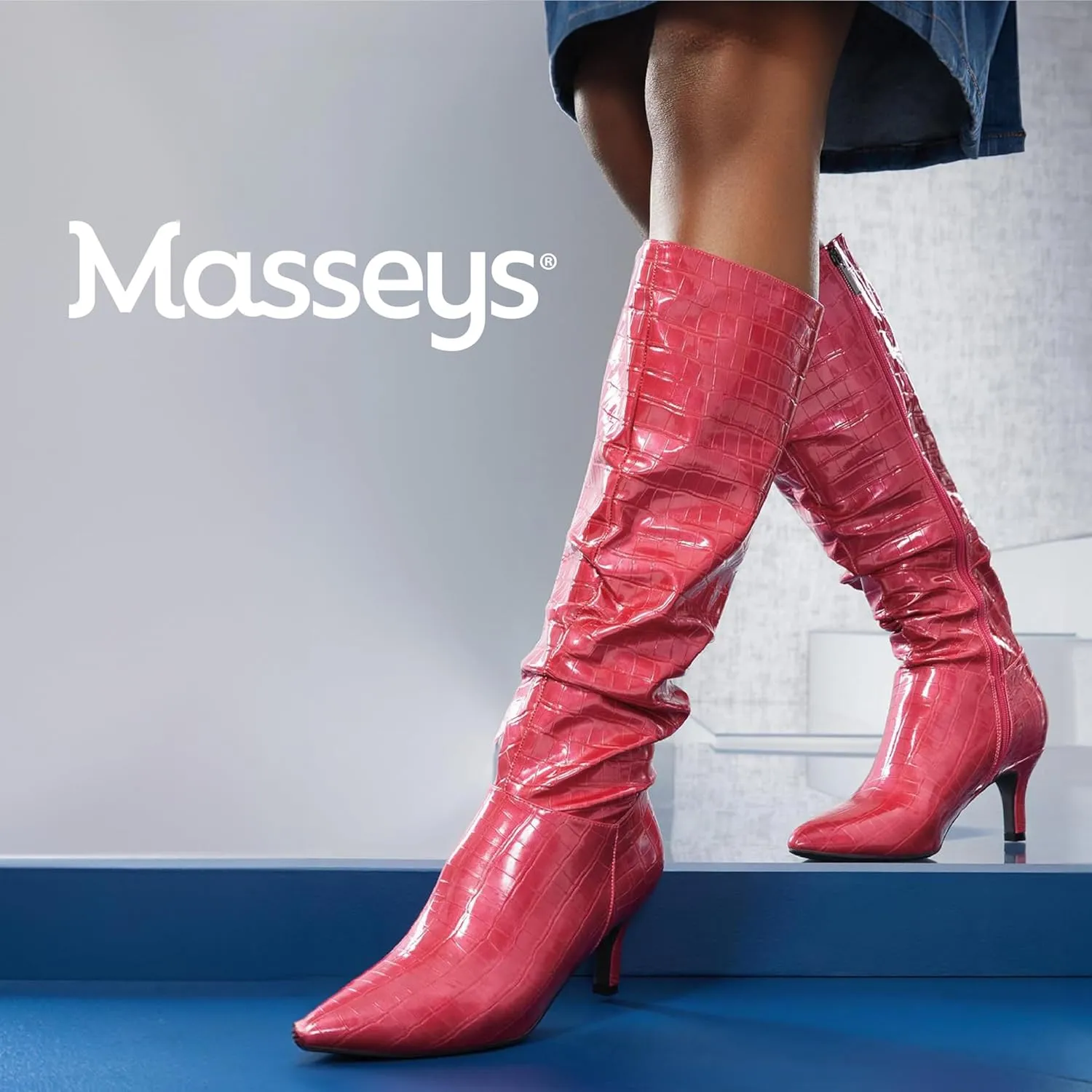 Masseys Women's Taylor Crocodile-Embossed Slouchy Boot