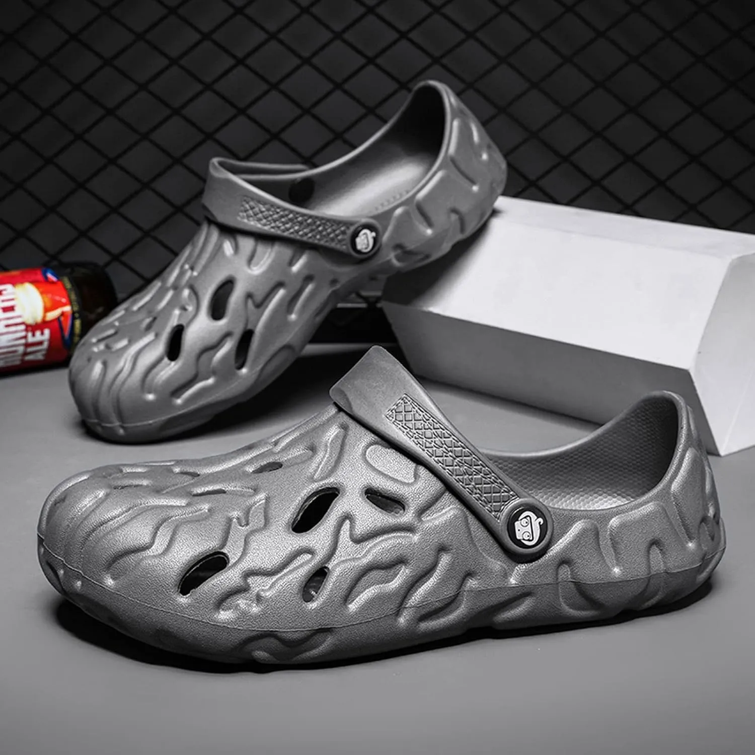Meidiastra Men Large Size Clogs Indoor Outdoor Garden Shoes Beach Sandals Slippers Slip On Water Shoes EVA Clogs Shoes with Adjustable Strap