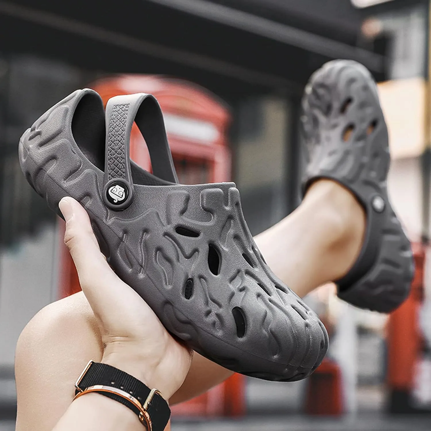 Meidiastra Men Large Size Clogs Indoor Outdoor Garden Shoes Beach Sandals Slippers Slip On Water Shoes EVA Clogs Shoes with Adjustable Strap
