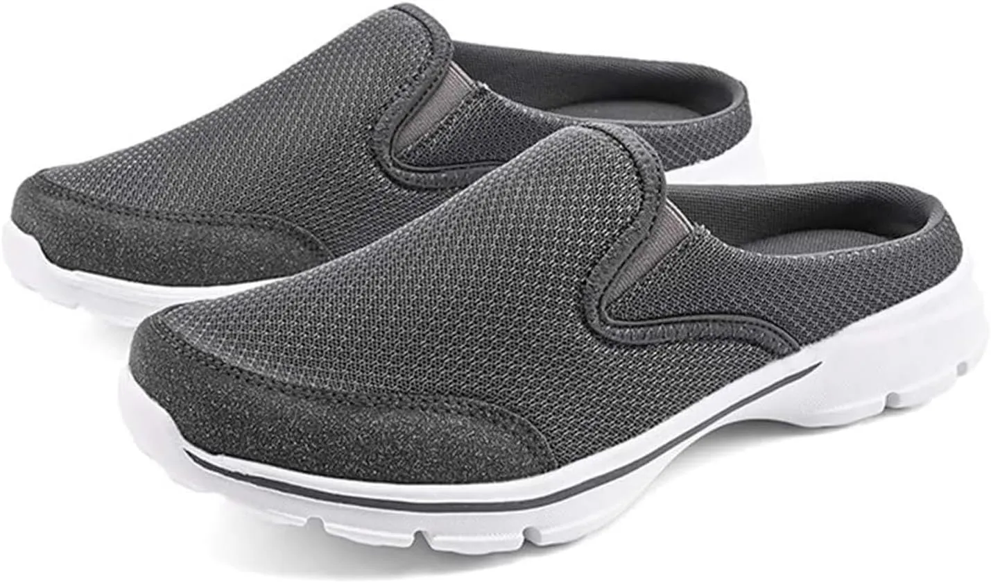 Men's Canvas Backless Flat Loafers Slip-On Comfortable Non-Slip Mules Shoes Breathable Lightweight Fashion Causal Walking Shoes