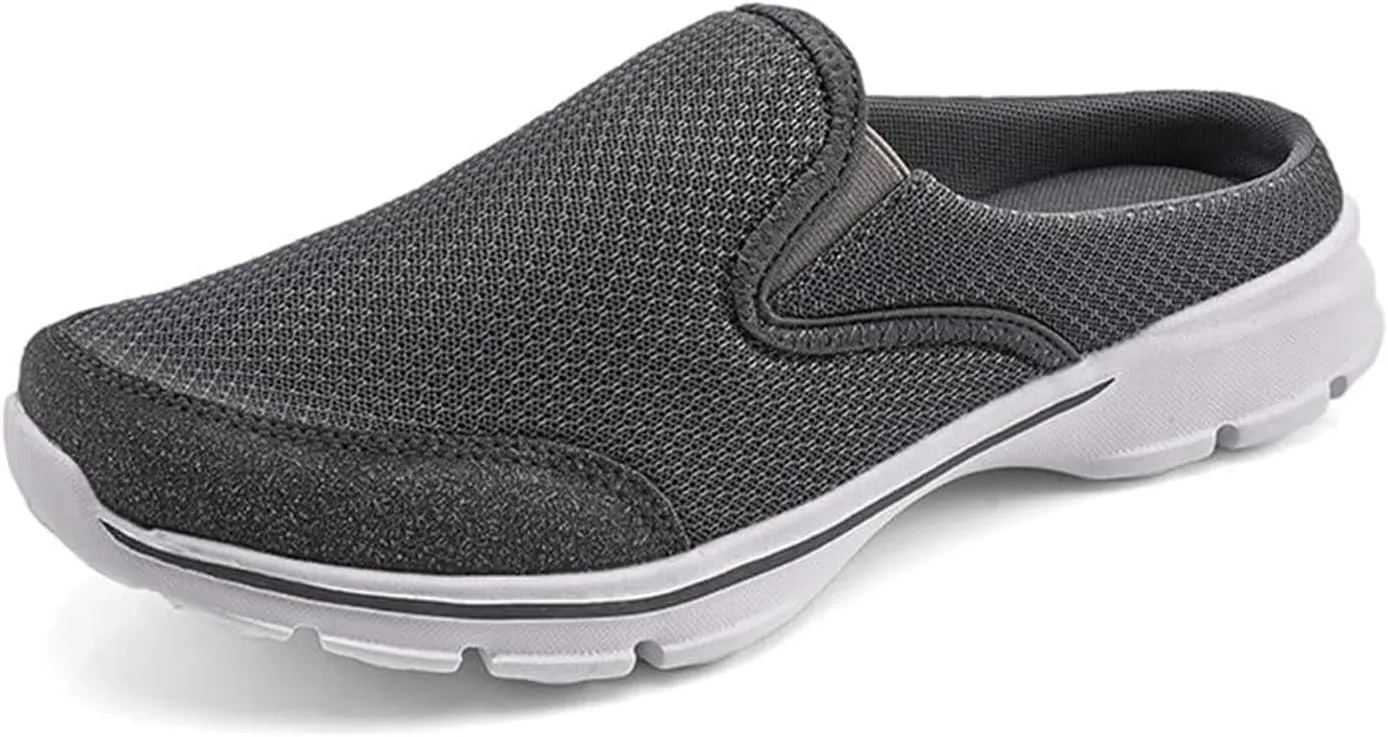 Men's Canvas Backless Flat Loafers Slip-On Comfortable Non-Slip Mules Shoes Breathable Lightweight Fashion Causal Walking Shoes