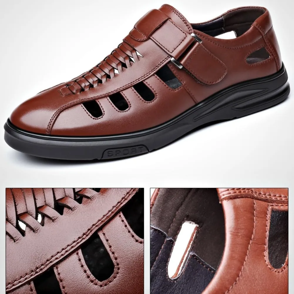 Men's Summer Working Business Dress Sandals Huaraches para Hombres Fisherman Synthetic Leather Walking Office Breathable Oxfords