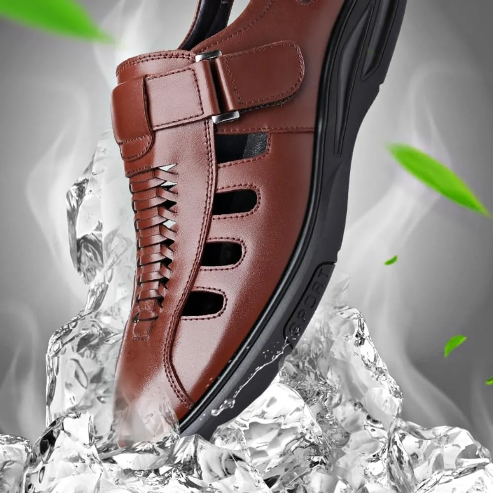 Men's Summer Working Business Dress Sandals Huaraches para Hombres Fisherman Synthetic Leather Walking Office Breathable Oxfords