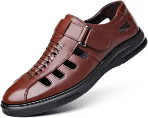 Men's Summer Working Business Dress Sandals Huaraches para Hombres Fisherman Synthetic Leather Walking Office Breathable Oxfords