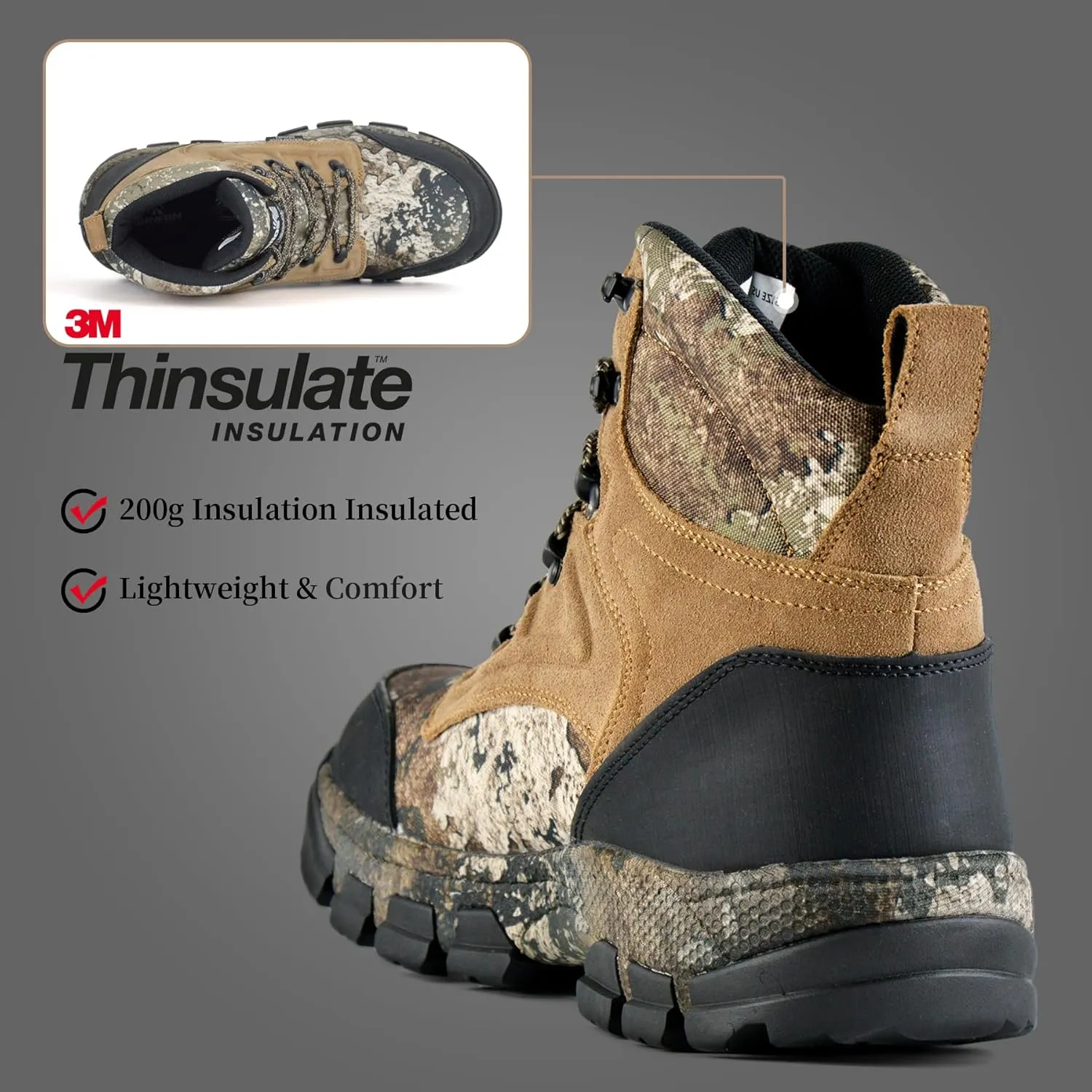 Men's Waterproof Hunting Boots 7" Lightweight Insulated Hiking Boot