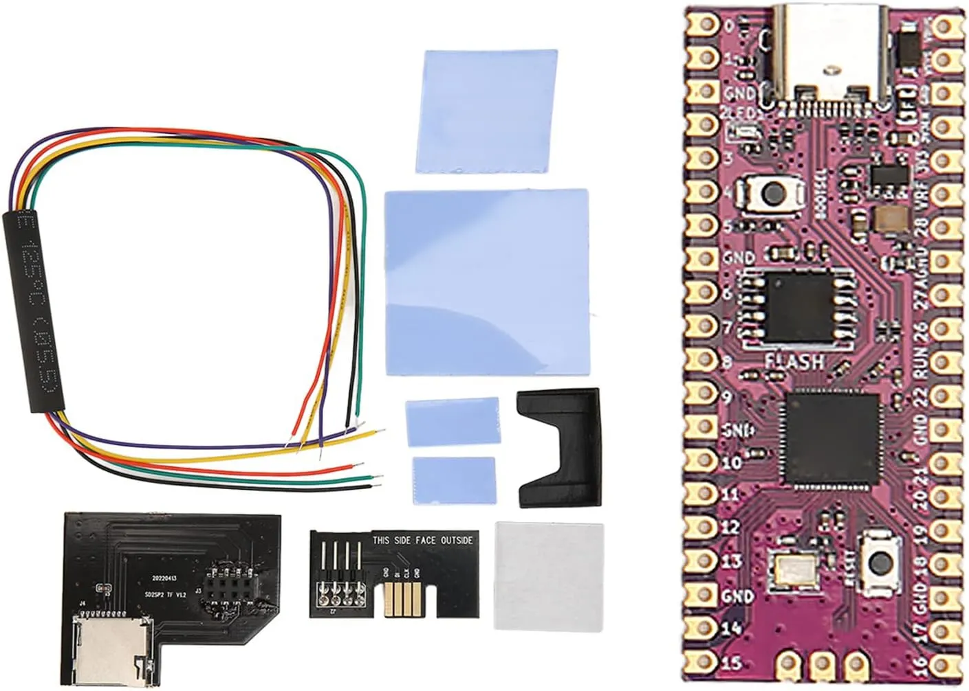Microcontroller Board for Pico RP2040, Dual Core Cortex M0 Processor Flexible Microcontroller Module with SD2SP2 Pro Micro Storage Card Adapter