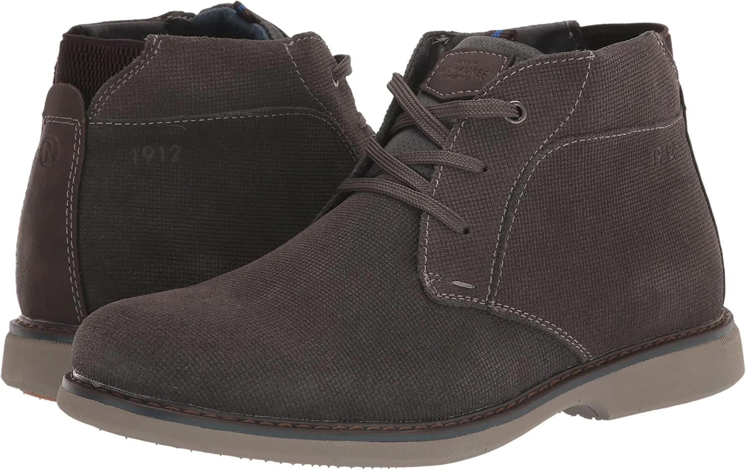 Nunn Bush Men's Otto Plain Toe Chukka Lightweight Leather Suede Water Resistant Boot