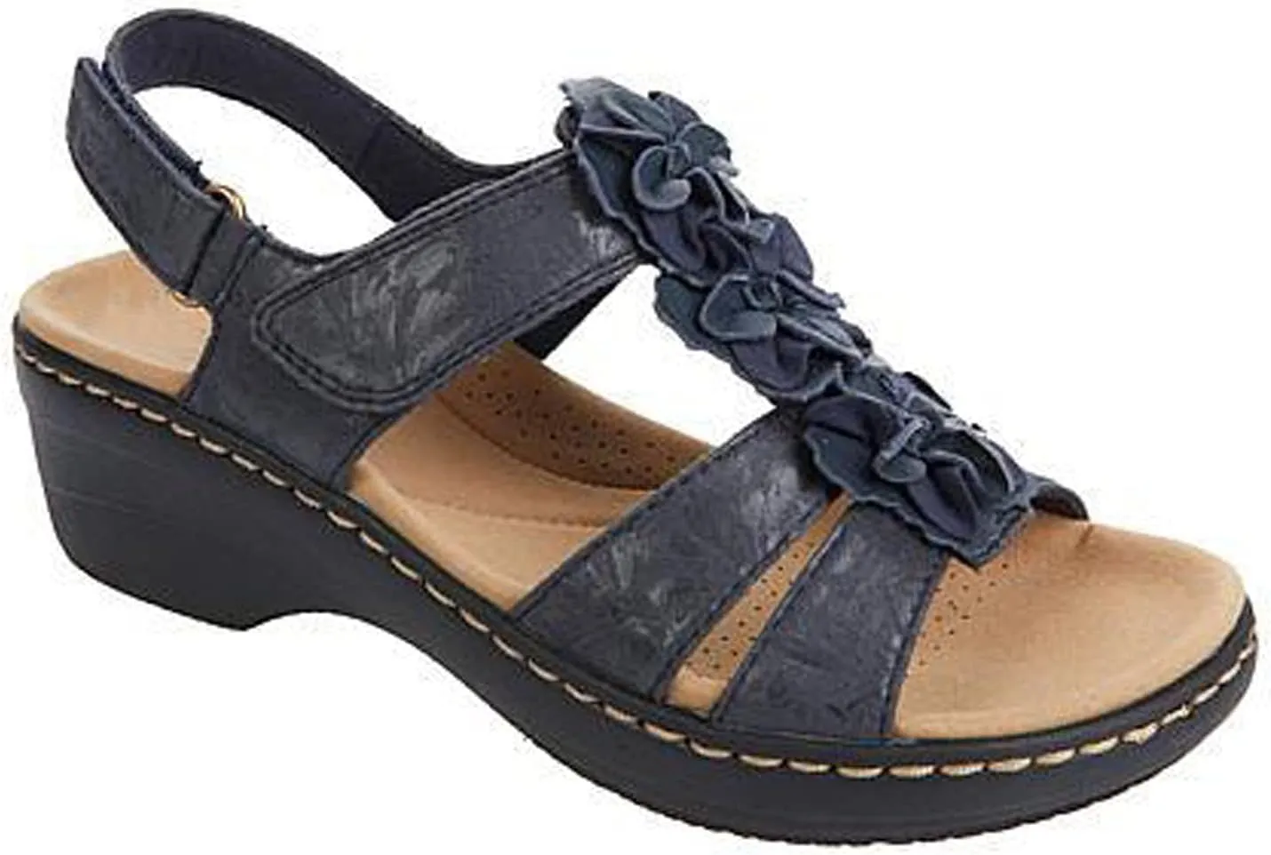 oiangi Flower Strap Sandals for Women,Summer Solid Color Hollow Out Fish Mouth Wedge Sandals Comfy Casual Platform Shoes