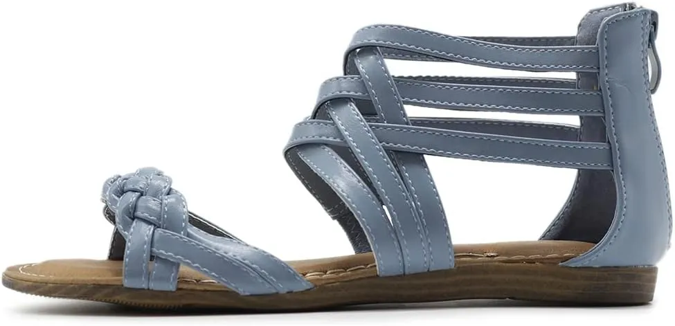 Ollio Women's Shoe Gladiator Strappy Zip Closure Multi Color Sandal