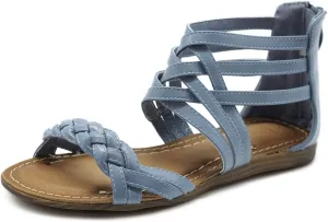 Ollio Women's Shoe Gladiator Strappy Zip Closure Multi Color Sandal