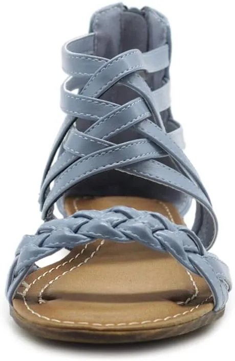 Ollio Women's Shoe Gladiator Strappy Zip Closure Multi Color Sandal