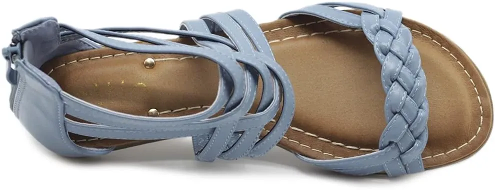 Ollio Women's Shoe Gladiator Strappy Zip Closure Multi Color Sandal