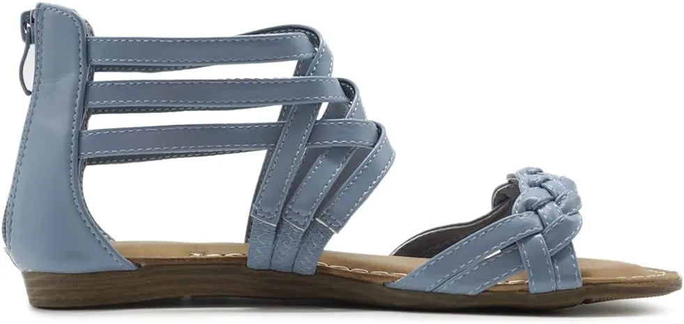 Ollio Women's Shoe Gladiator Strappy Zip Closure Multi Color Sandal